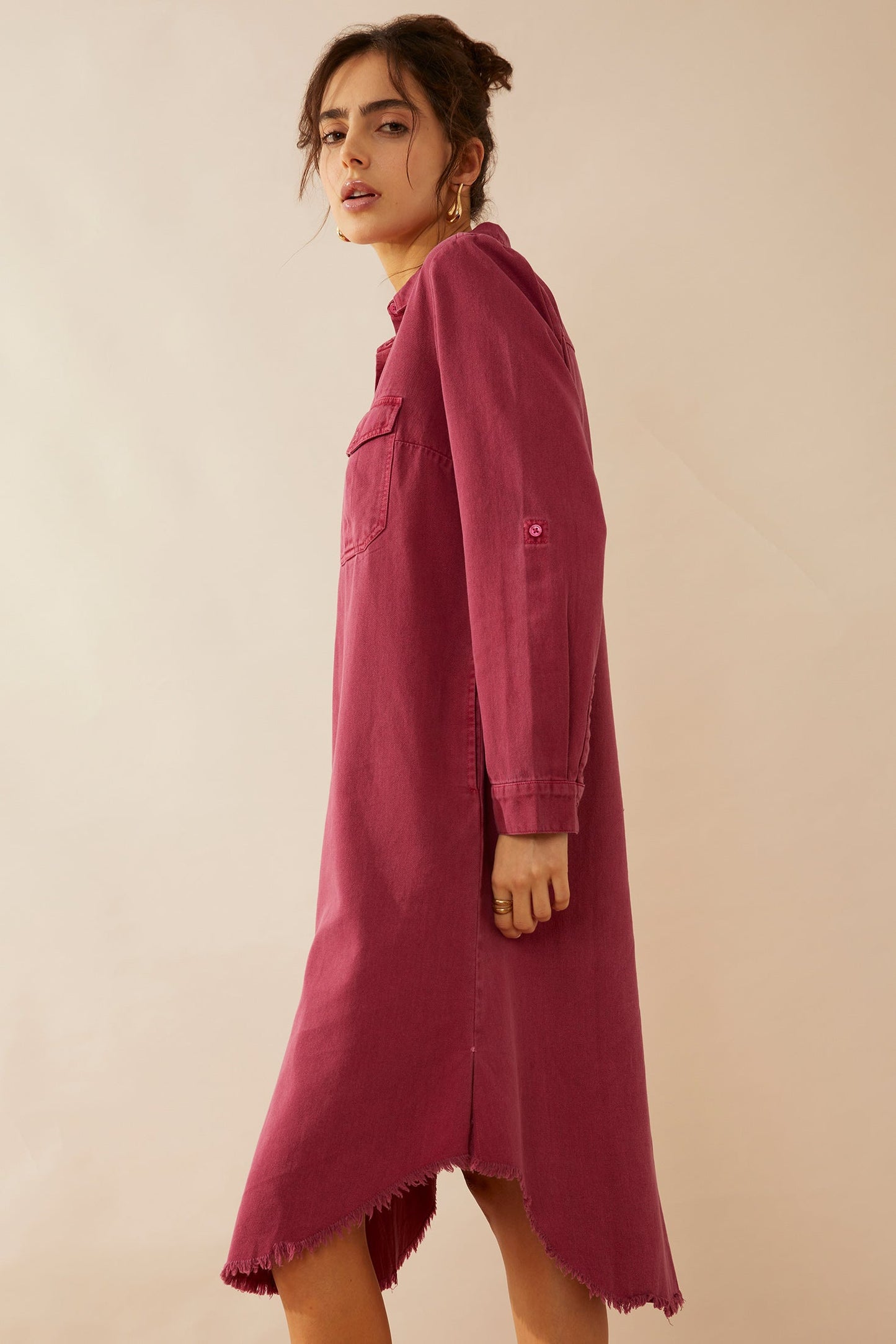 Jaipena Shirt Dress - Magenta