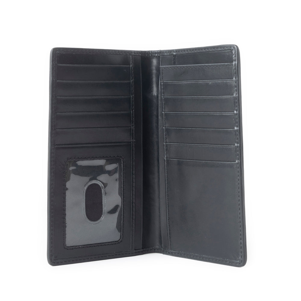Ravenhide Embroidered Leather Wallet - Coal Black