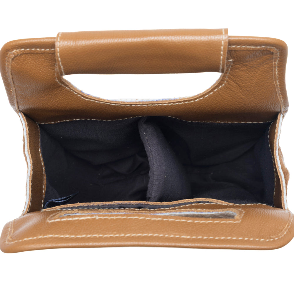 Cowhide & Leather Wine Bottle Holder - Tan Beige