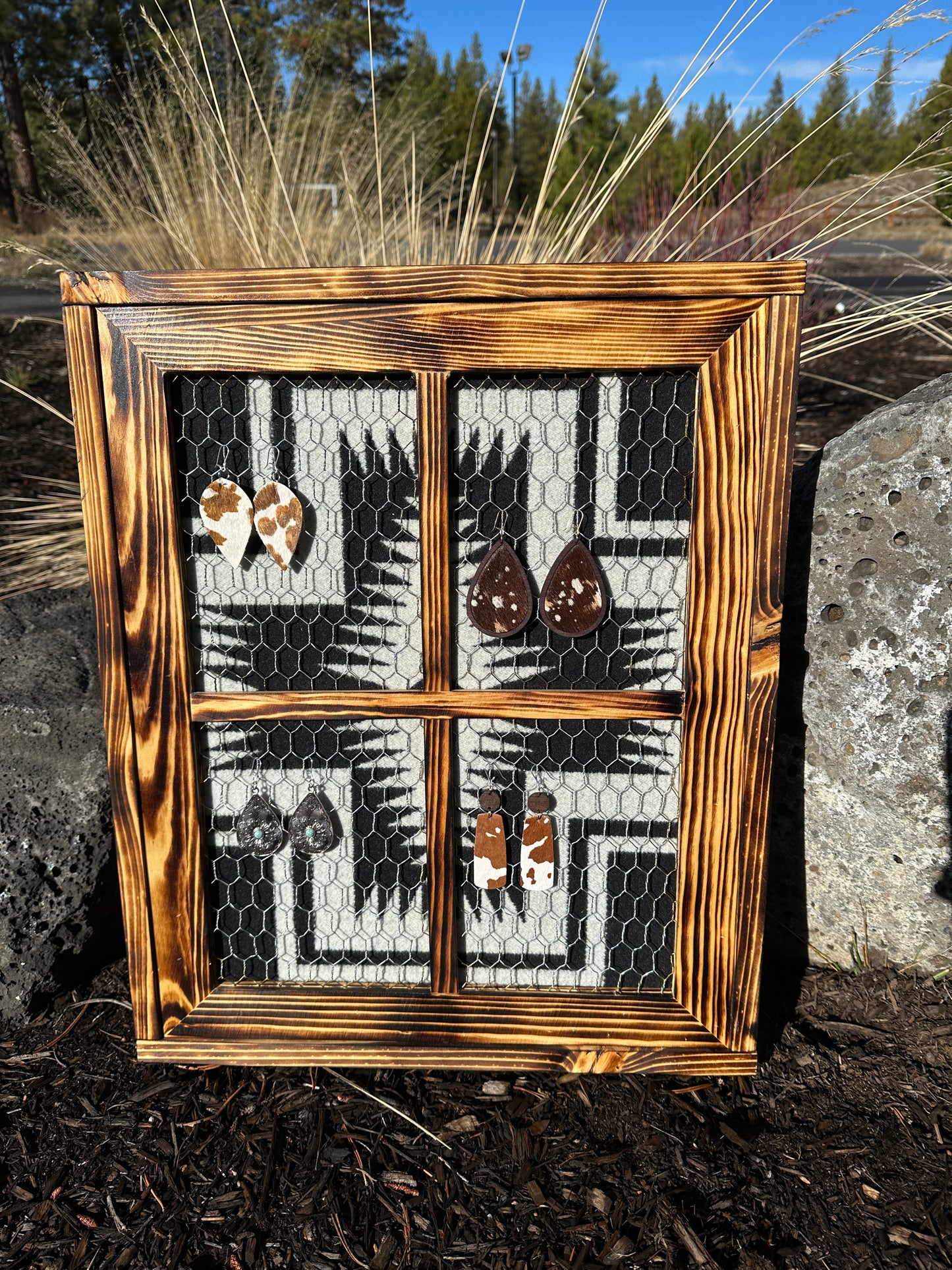 Walking Rock B/W Earring Holder