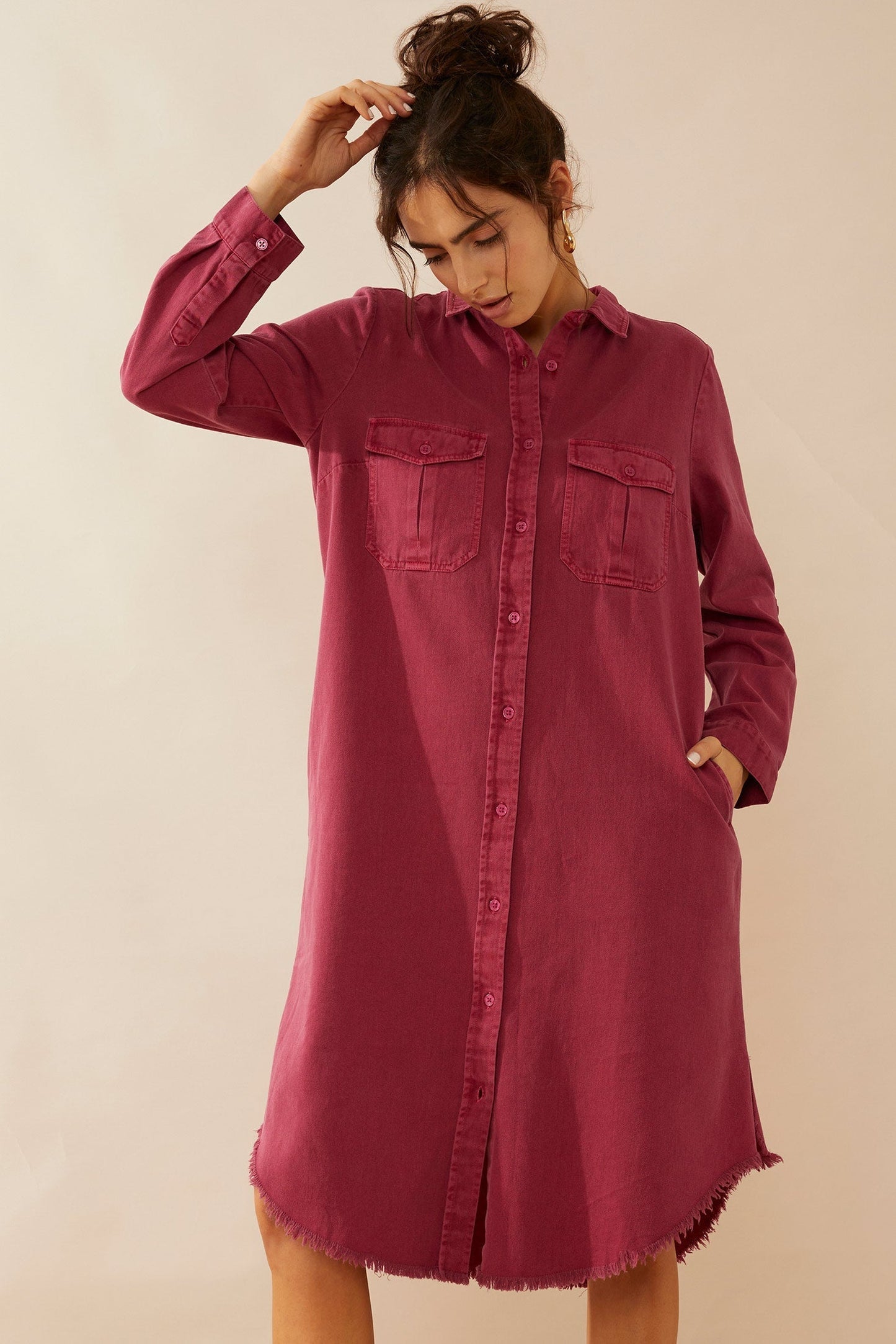 Jaipena Shirt Dress - Magenta