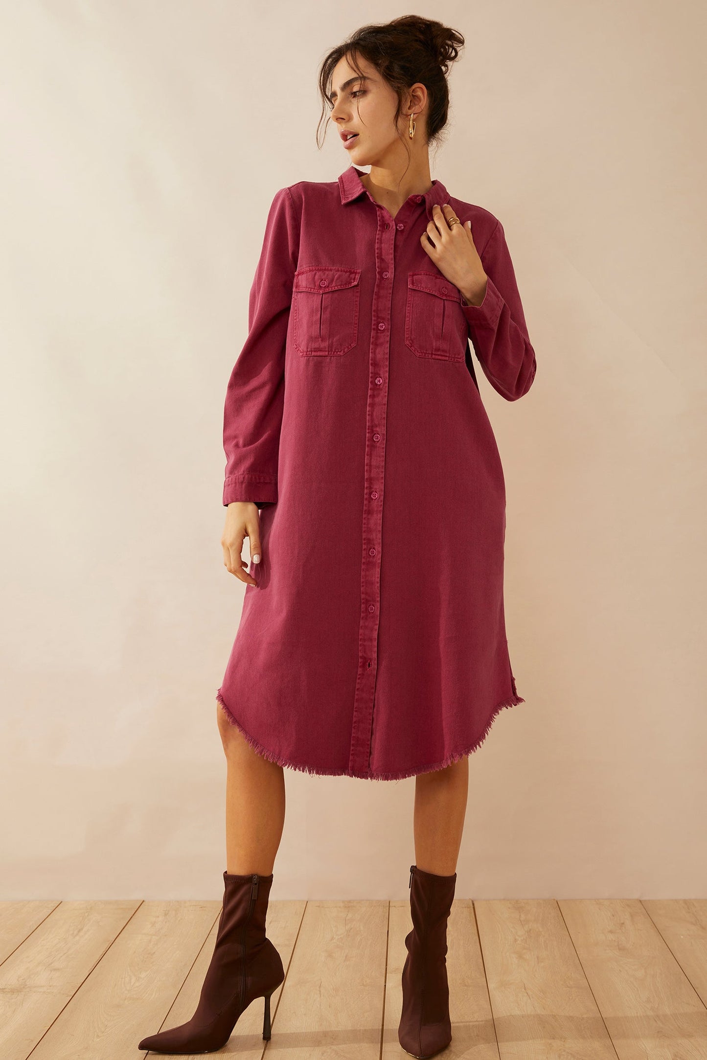 Jaipena Shirt Dress - Magenta