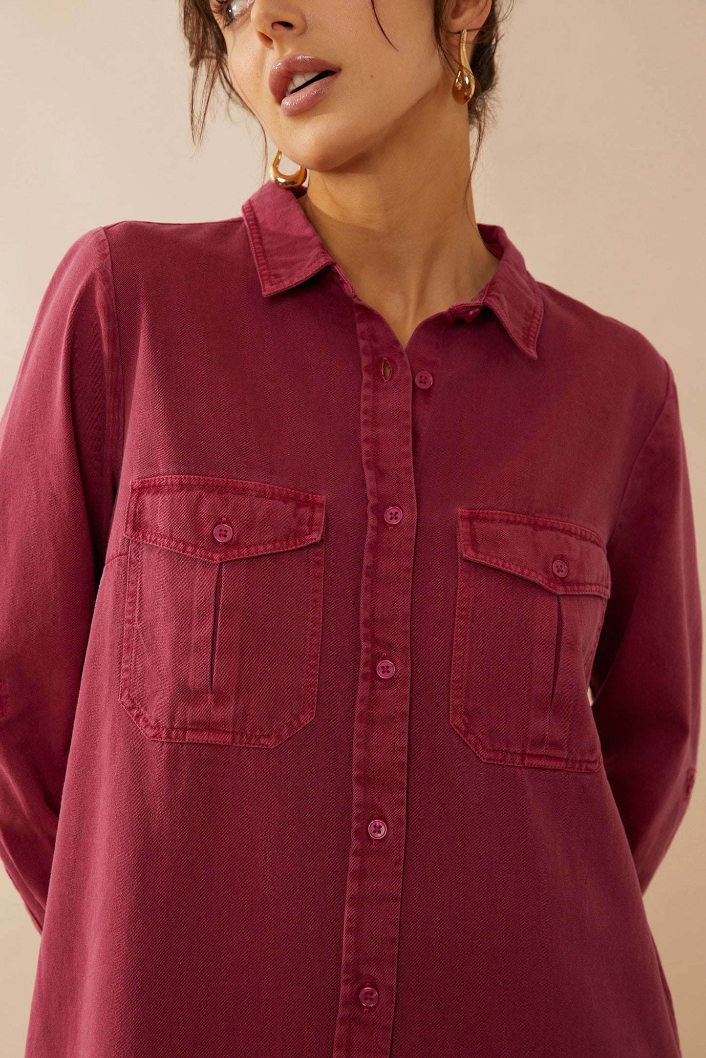 Jaipena Shirt Dress - Magenta