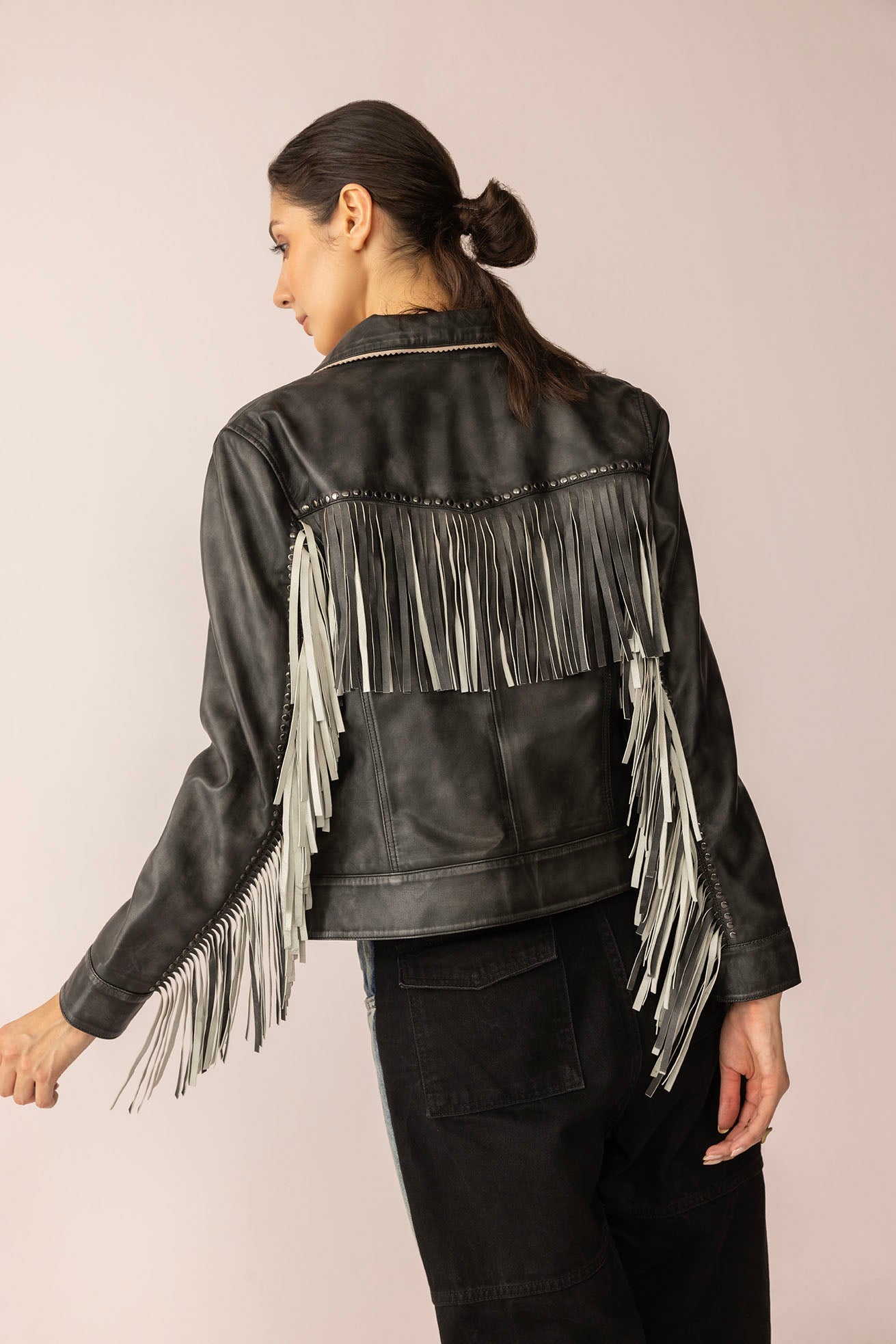 Midnight Maverick Leather Jacket - Shadow Black