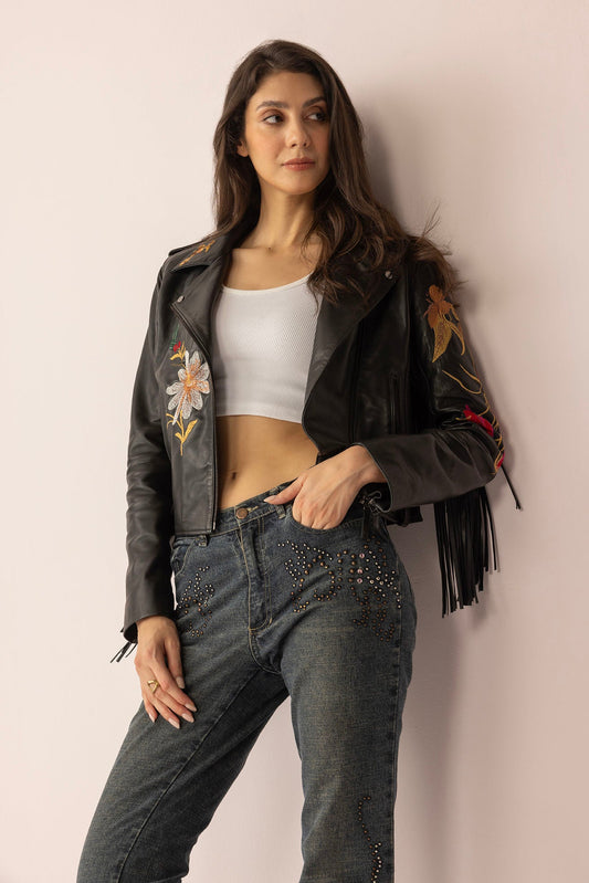 Thorn & Thunder Leather Jacket - Ink Bloom