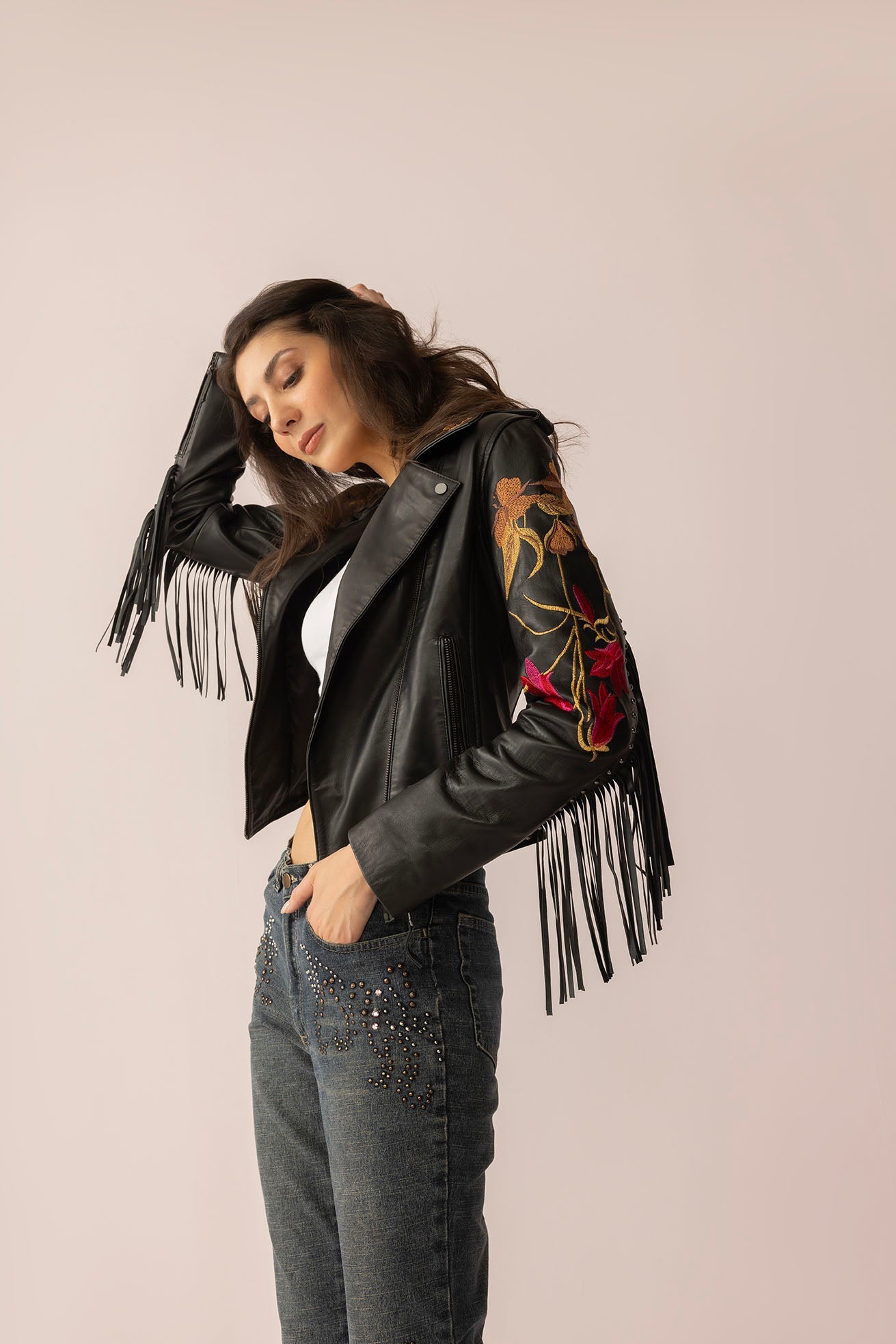 Thorn & Thunder Leather Jacket - Ink Bloom
