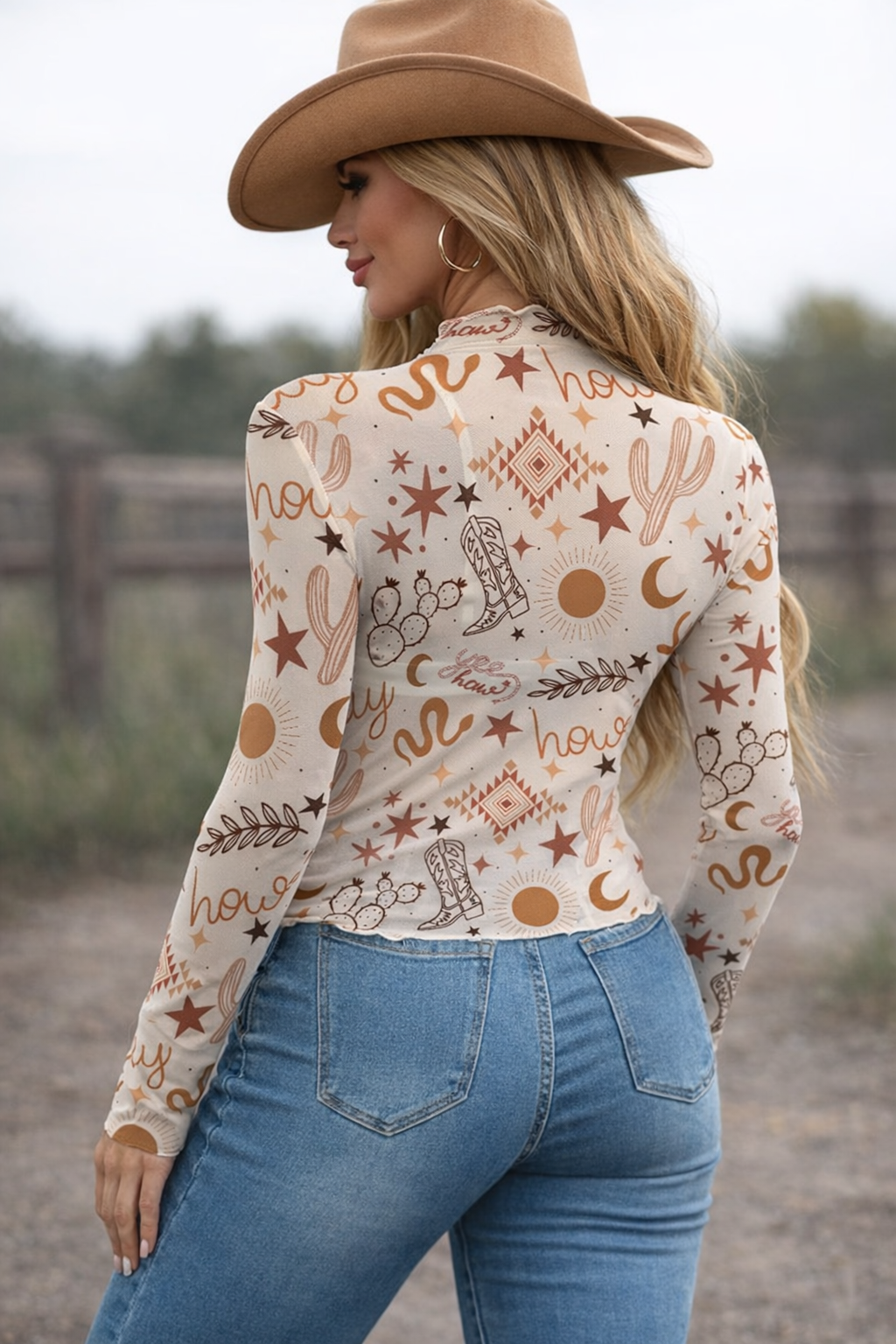 Howdy Long Sleeve Mesh Top