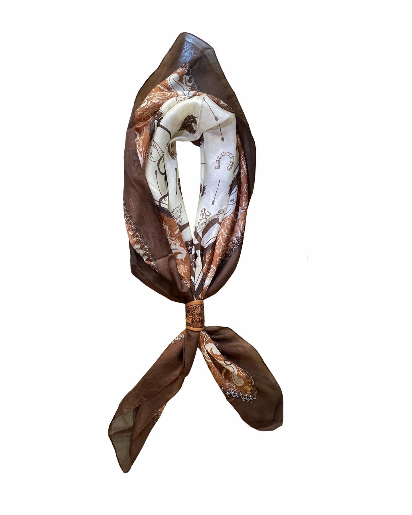 Wild Rag With Handtooled Leather Slider - Bone & Saddle