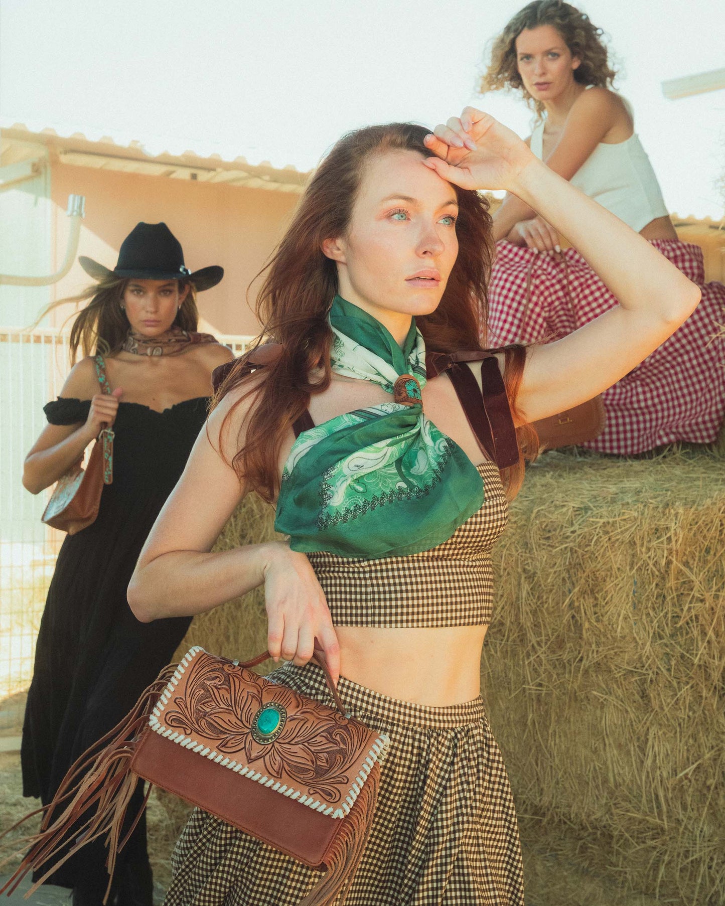 Wild Rag With Handtooled Leather Slider - Western Sky