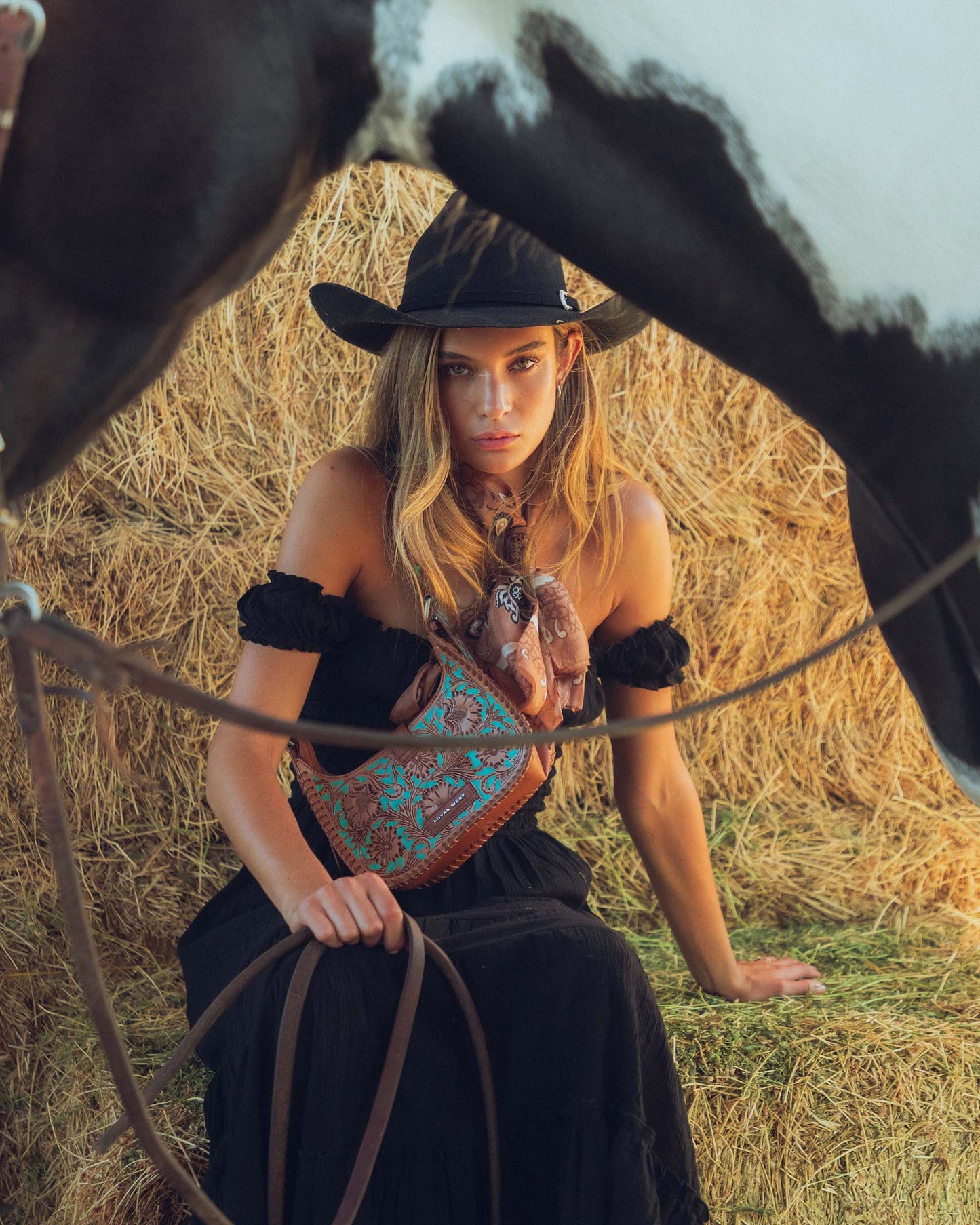 Wild Rag With Handtooled Leather Slider - Saddle Brown