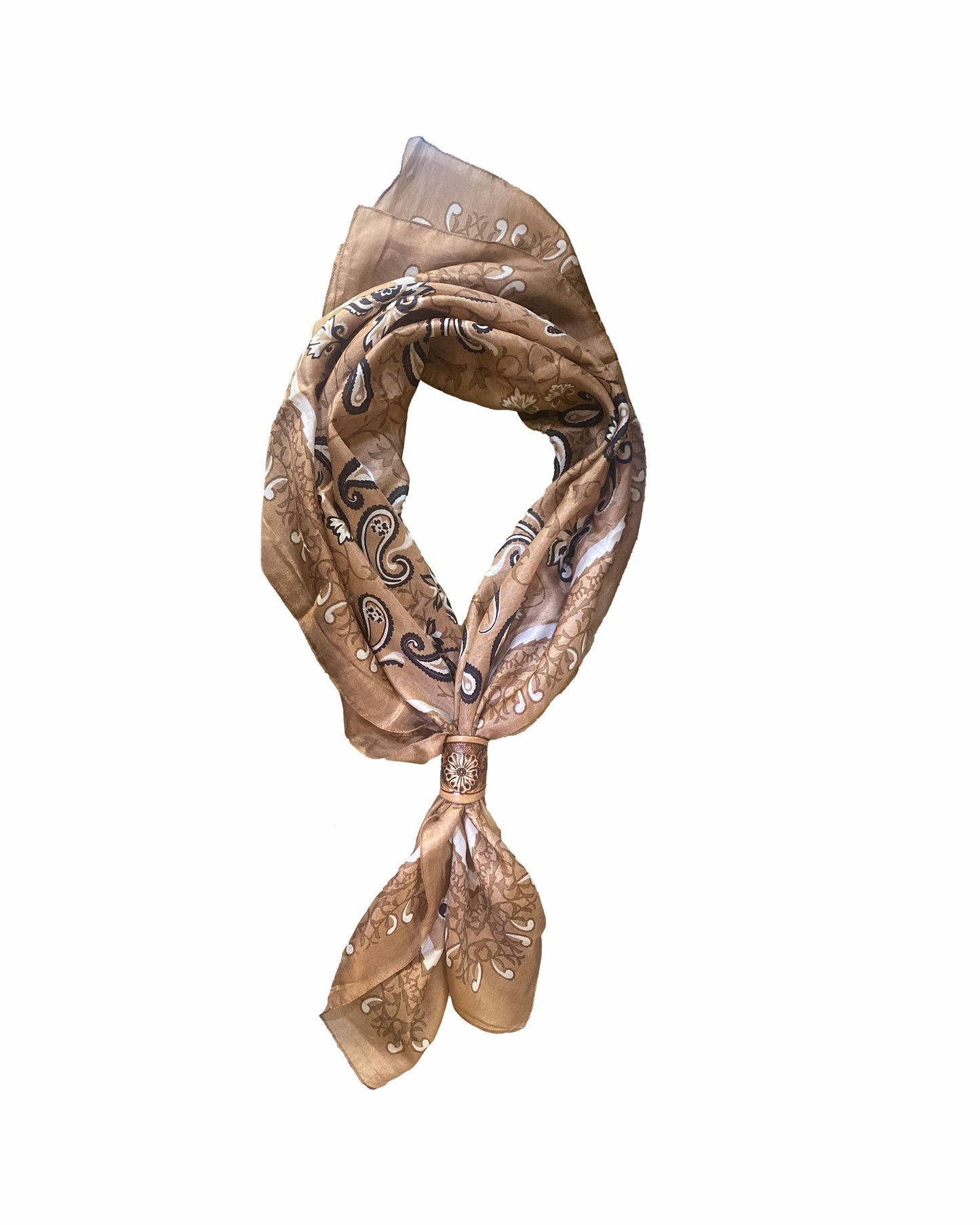 Wild Rag With Handtooled Leather Slider - Saddle Brown