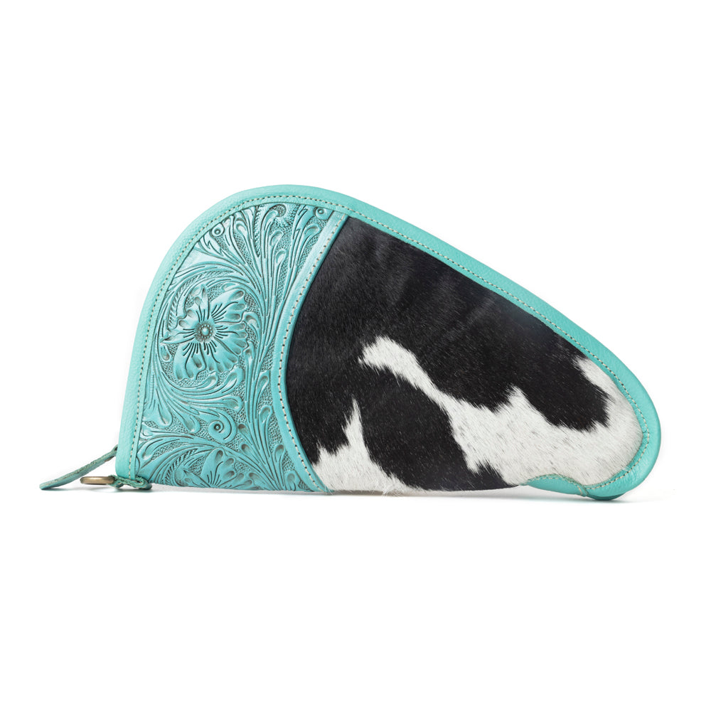 The Lone Prairie Tooled Hairon Gun Case - Desert Teal
