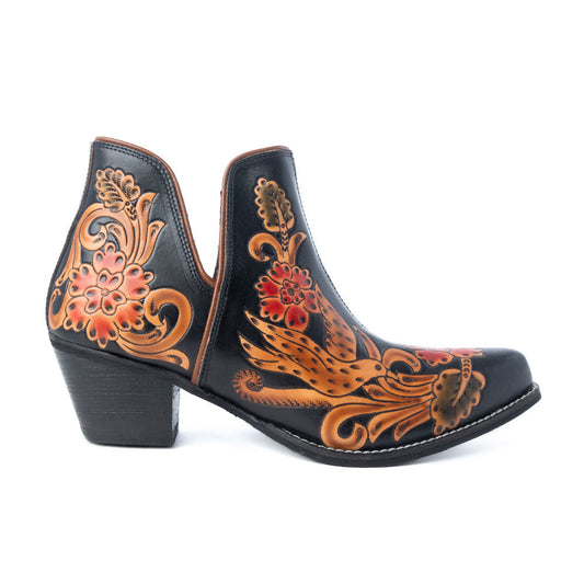 Midnight Desert Rose Booties - Black