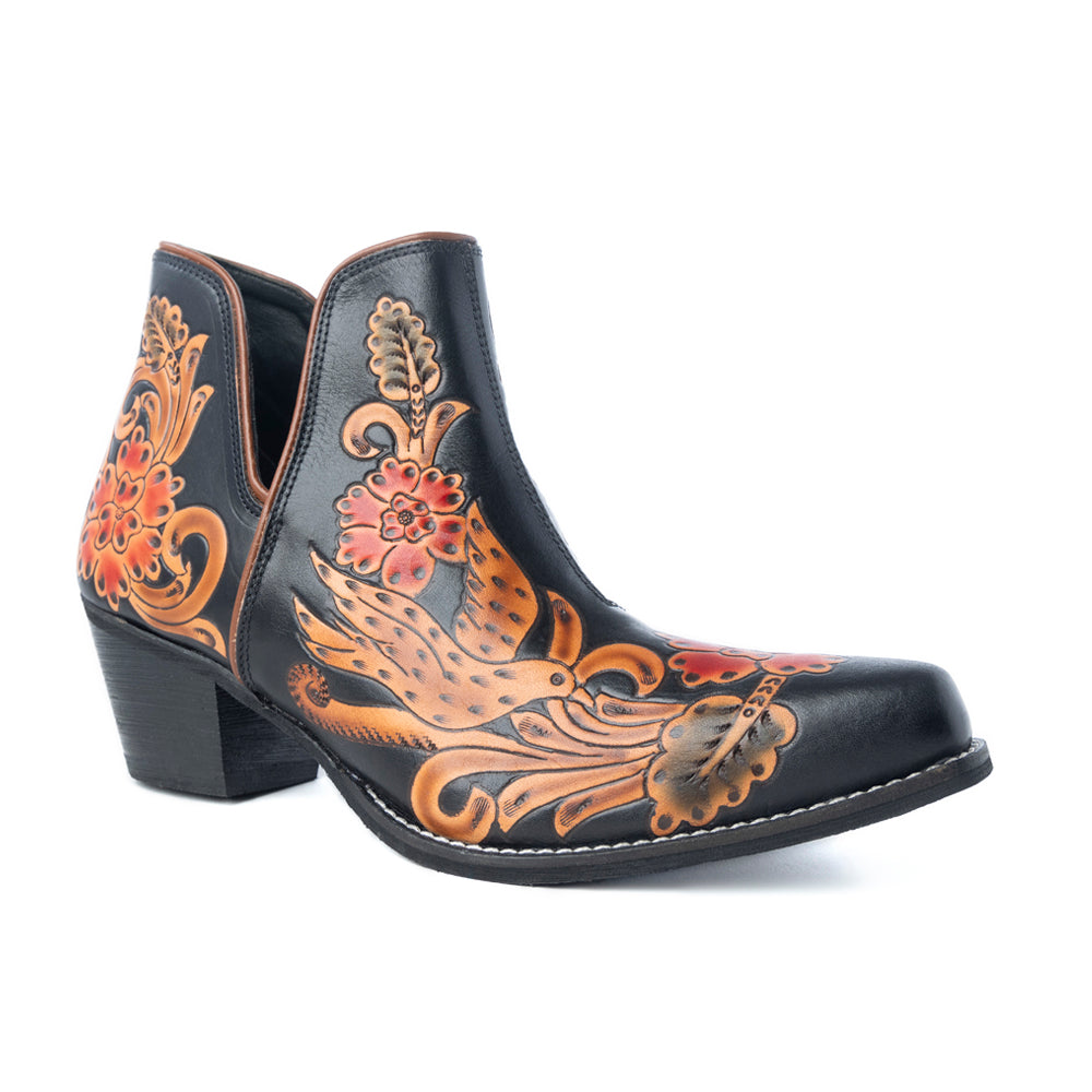 Midnight Desert Rose Booties - Black