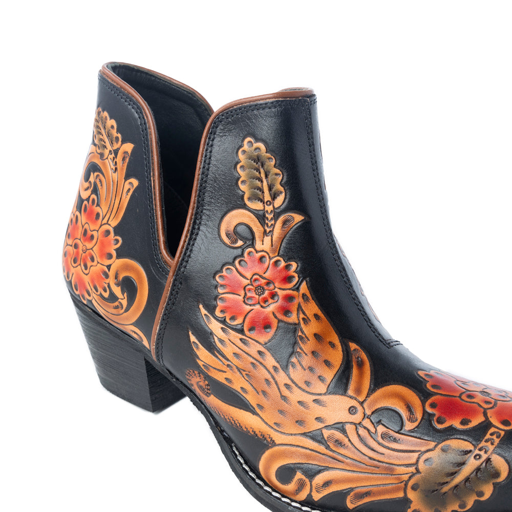 Midnight Desert Rose Booties - Black