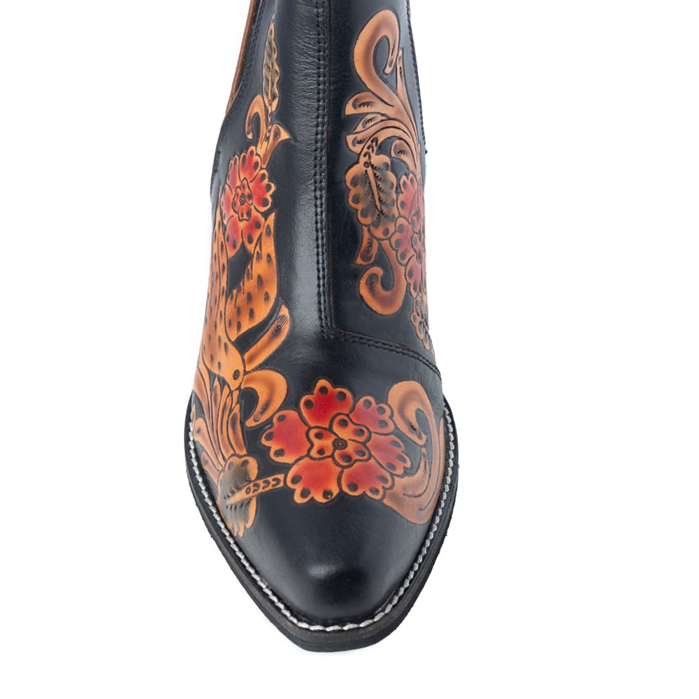 Midnight Desert Rose Booties - Black