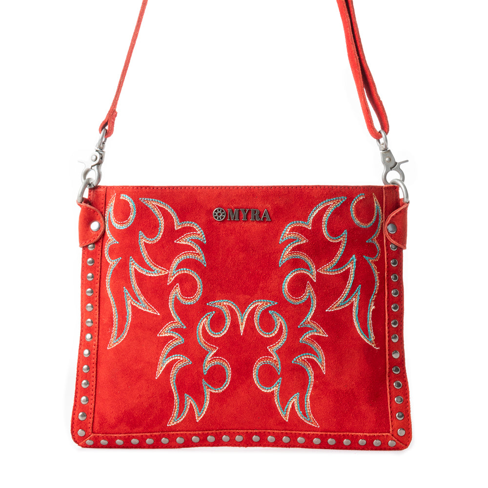 Texas Rose Embroidered Leather Sling Bag