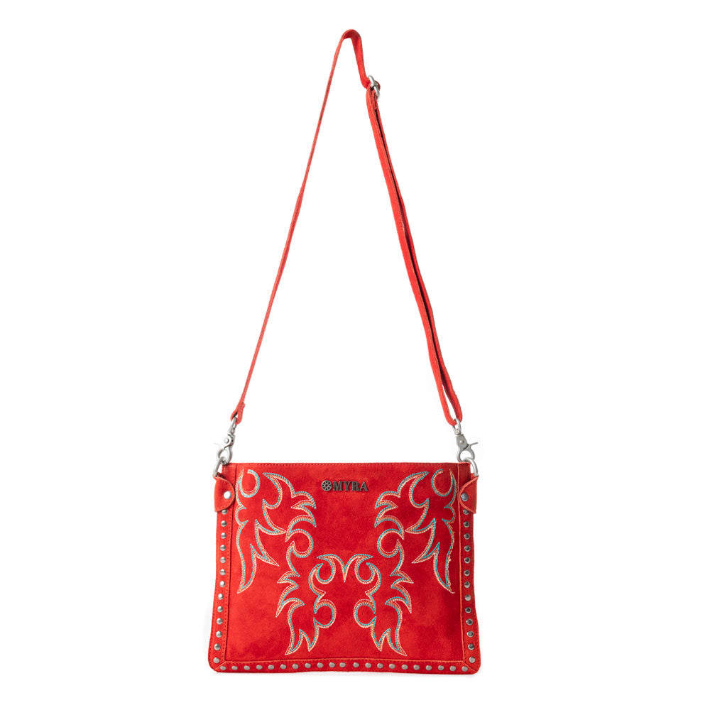 Texas Rose Embroidered Leather Sling Bag
