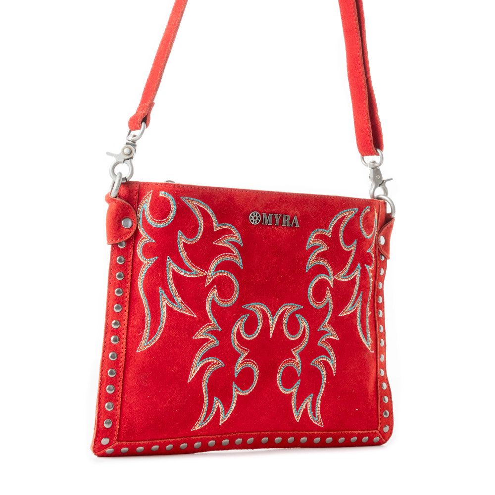 Texas Rose Embroidered Leather Sling Bag