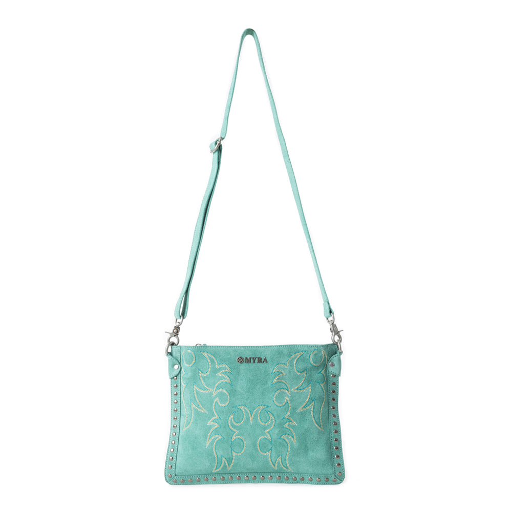 Texas Rose Western Embroidered Leather Bag - Turquoise