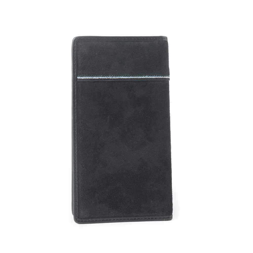 Ravenhide Embroidered Leather Wallet - Coal Black