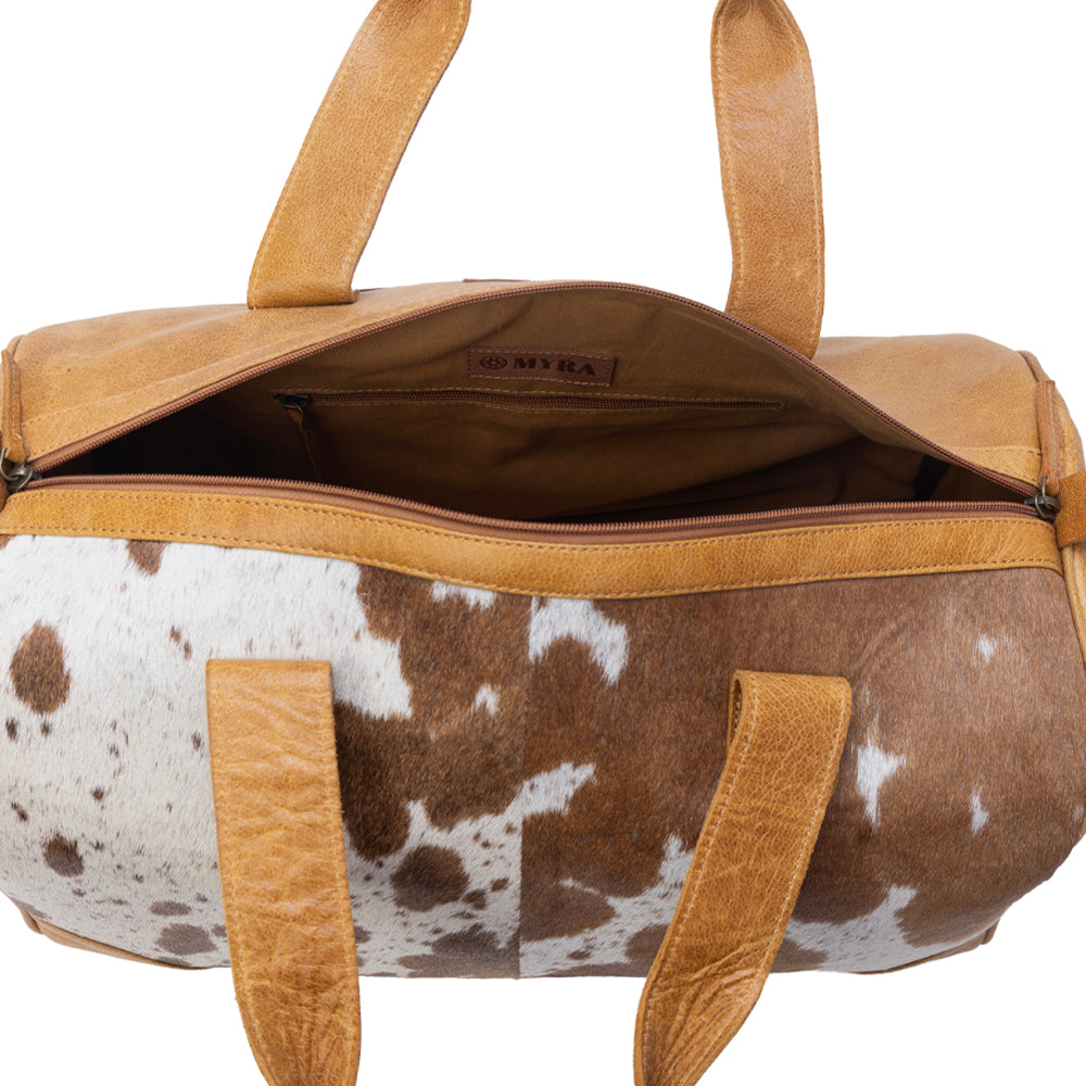 Cattle Drive Hairon Leather Traveller Bag - Bridle Ivory