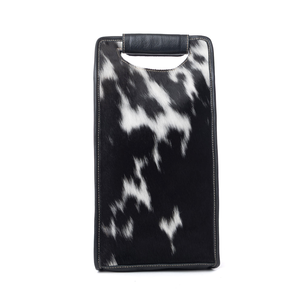 Cowhide & Leather Wine Bottle Holder - Shadow Cream