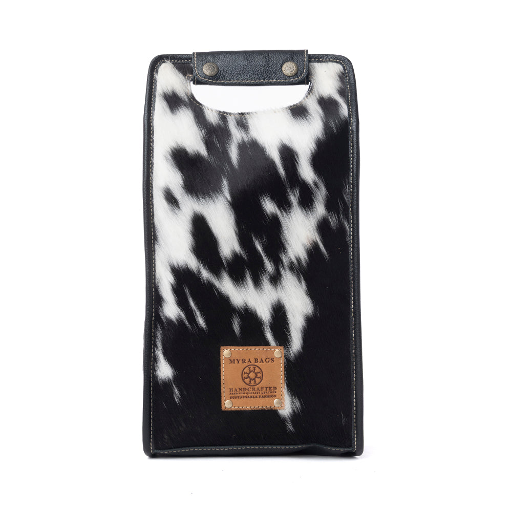 Cowhide & Leather Wine Bottle Holder - Shadow Cream