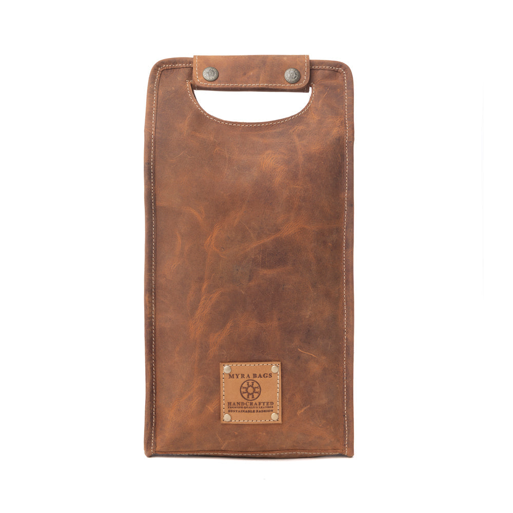 Cowhide & Leather Wine Bottle Holder - Shadow Cream Chestnut Brown